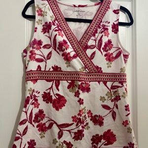 Croft & Barrow Pink and Cream Floral Blouse